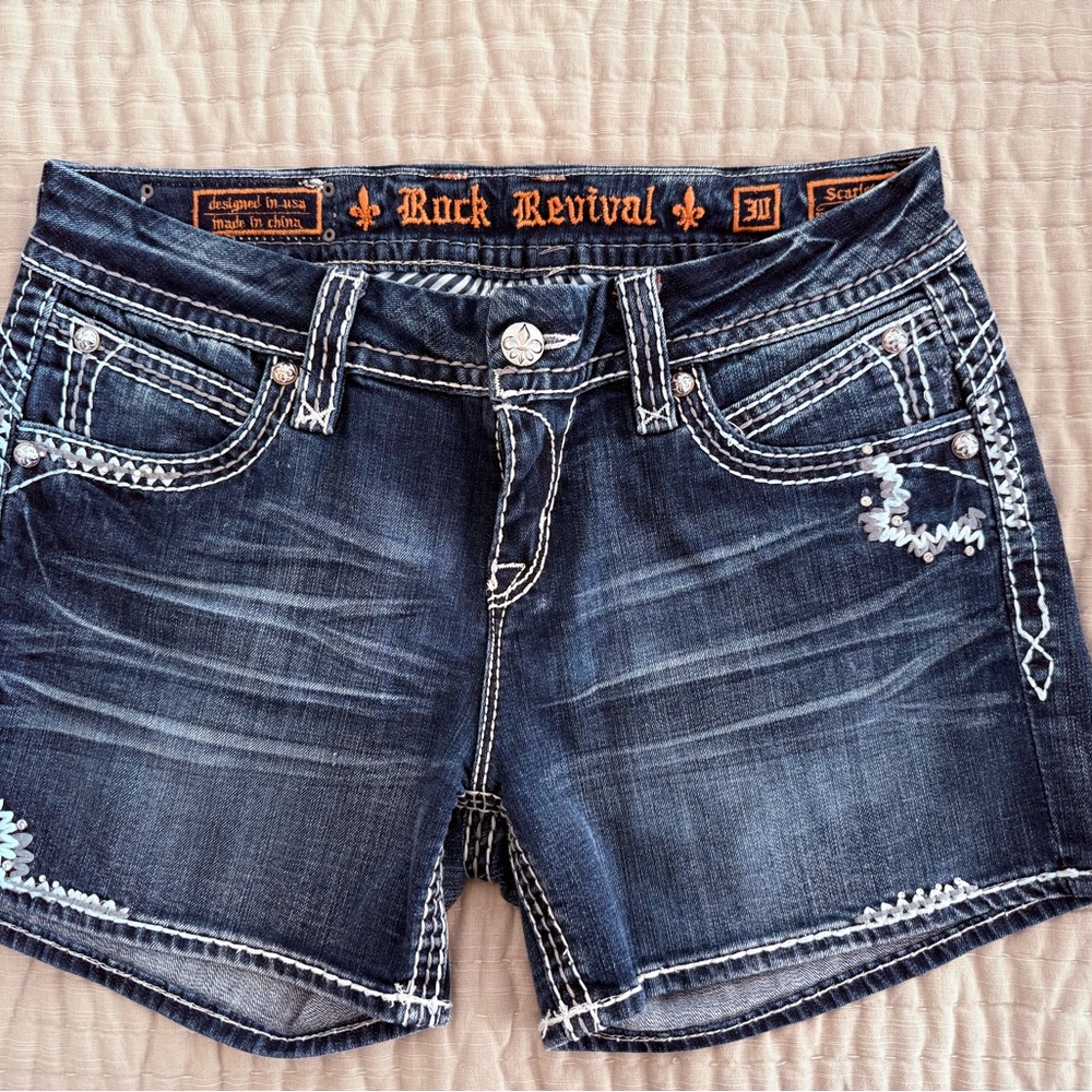 Rock Revival Blue Jean Shorts Distressed Cuffed